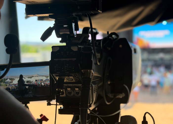 View from camera operator position behind Hitachi camera with Fujinon box lens